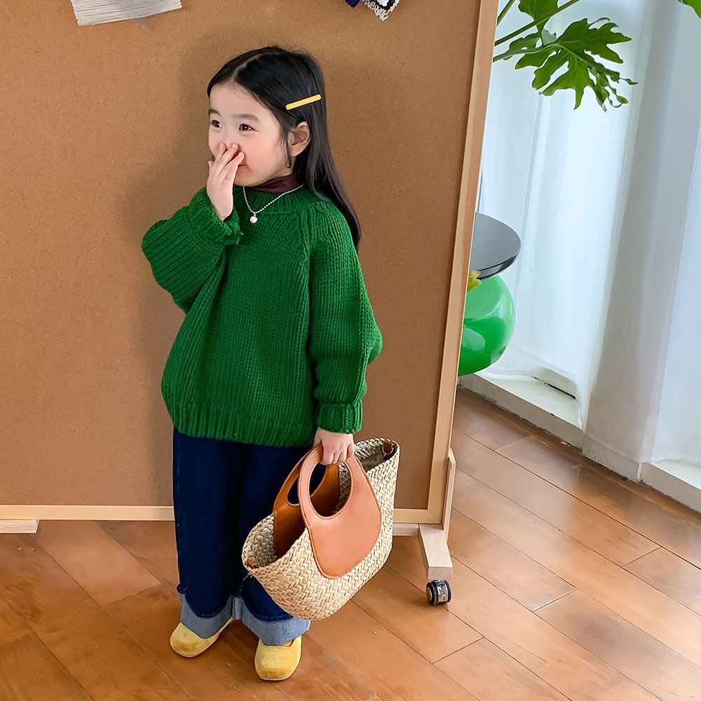 Áo sweater Dệt Kim Tay Dài Dáng Rộng Phong Cách mori Hàn Quốc Thời Trang Mùa Thu Cho Bé Gái