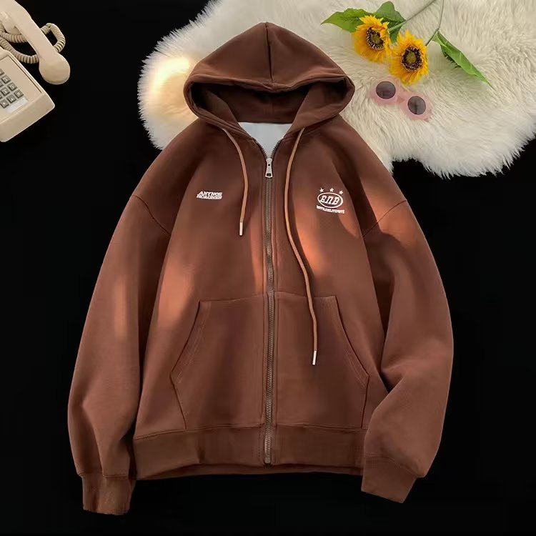 Áo Khoác hoodie Dáng Rộng Phối Khóa Kéo Đôi Phong Cách Hàn Quốc Cho Nam Giới Size m-8xl