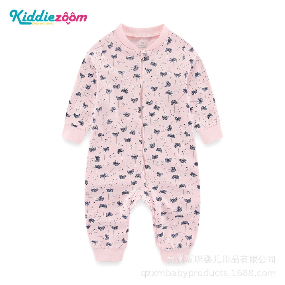 Bộ Áo Liền Quần Tay Dài Chất cotton Có Khóa Kéo In Hoạt Hình Phong Cách Giáng Sinh Thời Trang Thu Đông Cho Bé Sơ Sinh