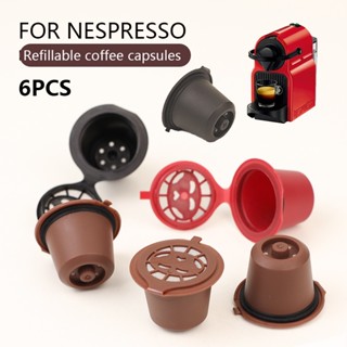 6 Viên nang Nespresso tái sử dụng có thể nạp lại, Máy pha cà phê viên nang, Máy pha cà phê Espresso có thể tái sử dụng Nespresso Viên nang có thể tái sử dụng với thìa một bàn chải