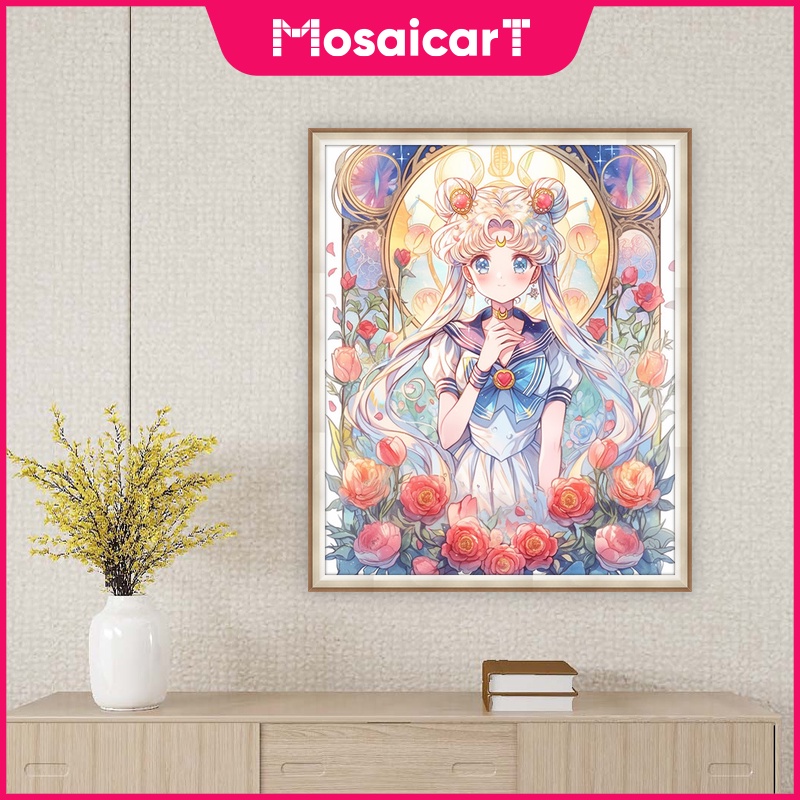 Ma Bộ Tranh Đính Đá 5d Họa Tiết Thủy Thủ Mặt Trăng Độc Đáo Kích Thước 30X40Cm / 40x50cm / 50x60cm