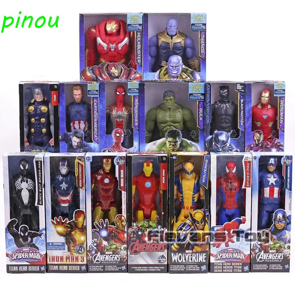 Pinou Mô Hình Nhân Vật black panther hulk spiderman buster iron man