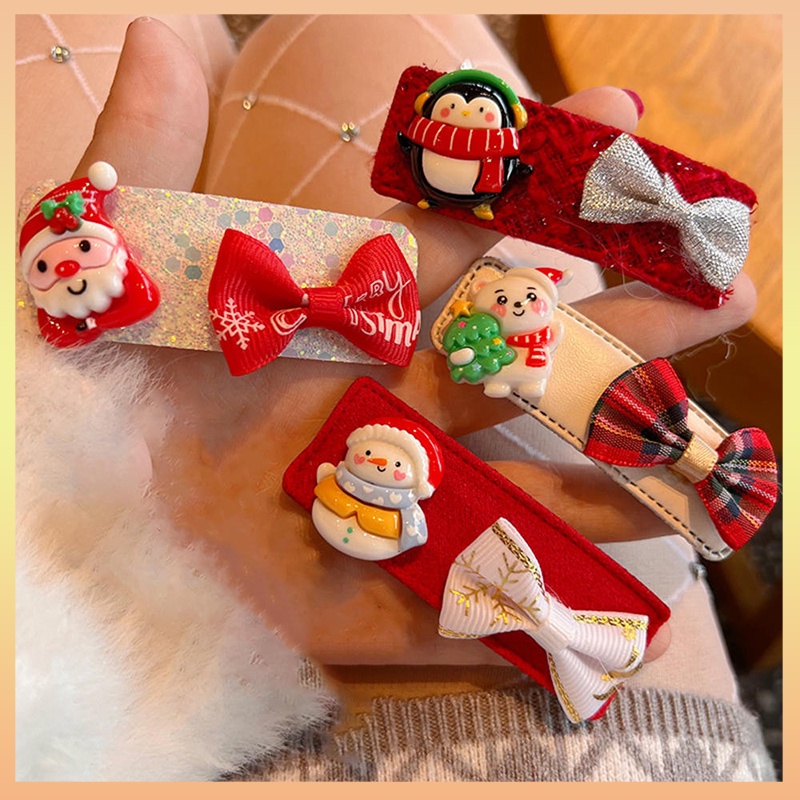 Mới Kẹp Tóc Hình Ông Già Noel / Người Tuyết Đính Kim Sa Lấp Lánh