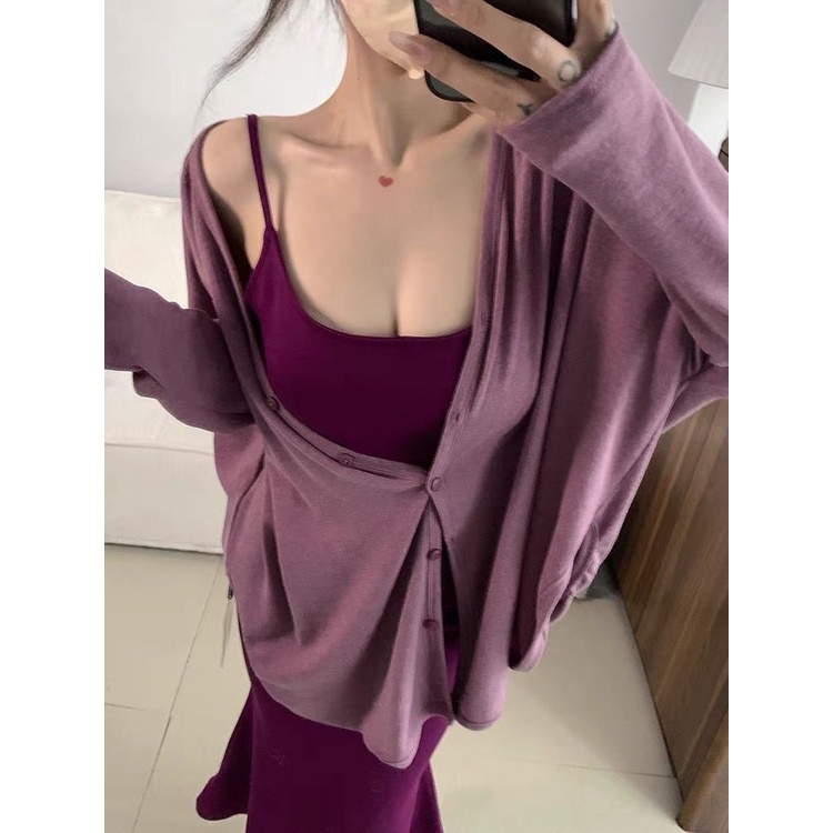 Set Đầm Đuôi Cá Dáng Ôm Cỡ Lớn 100kg + Áo Khoác cardigan Mỏng Chống Nắng