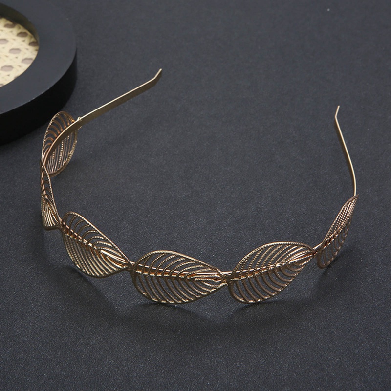 Diamd Băng Đô Cài Tóc Hình Vương Miện Phối Lá Vàng Hy Lạp Đính Ngọc Trai Giả Cho Cô Dâu