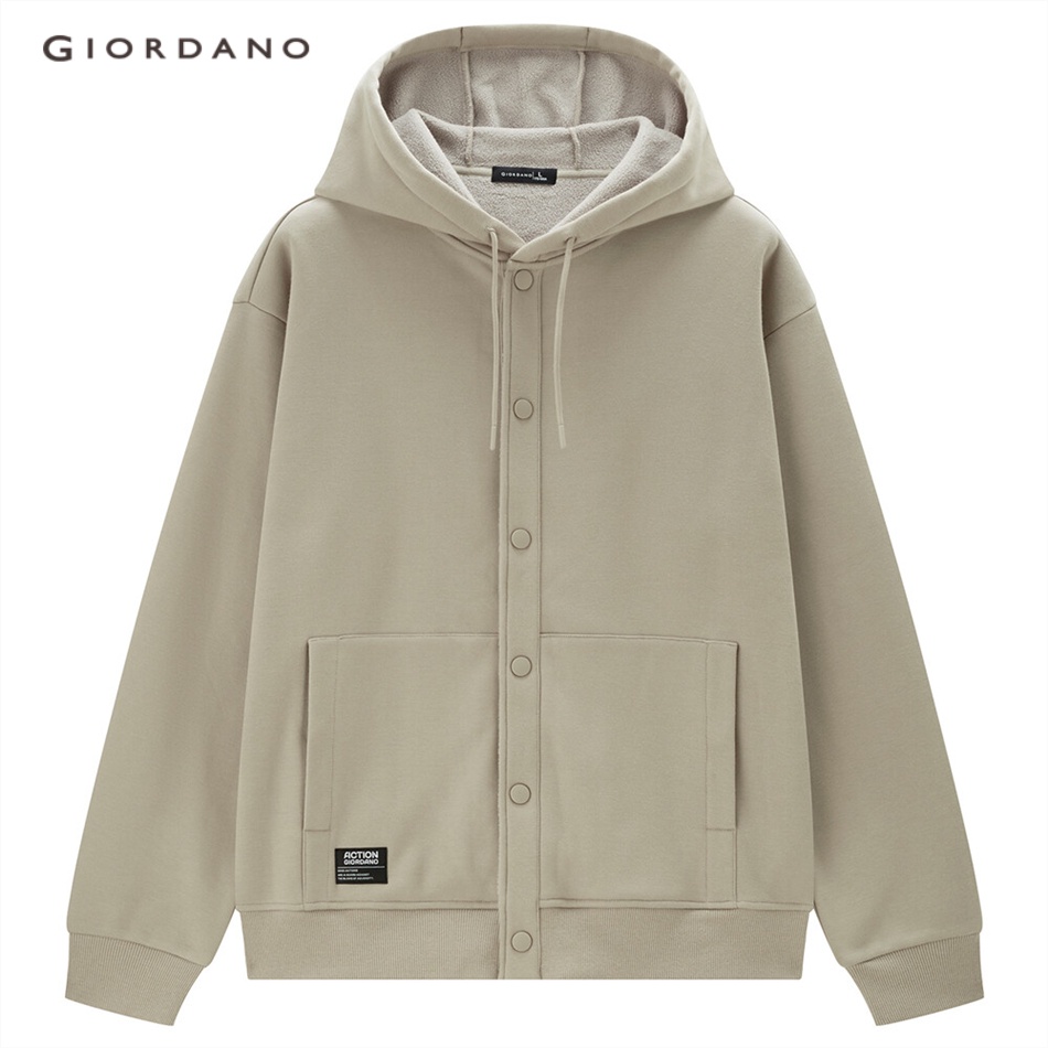GIORDANO MEN Big pockets fleece-lined hooded jacket 01073858