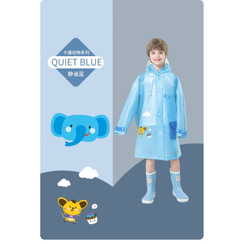 Áo Mưa Một Mảnh Phong Cách Hàn Quốc Cho Bé Gái Tiểu Học