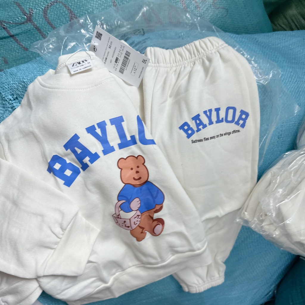 ✨MALINHKID✨BN074- Bộ nỉ bông BABYLOA 2 màu xanh, trắng trẻ em VNXK