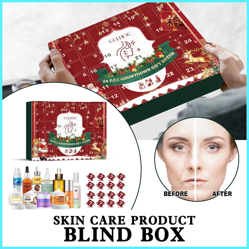 Bộ Sản Phẩm Làm Đẹp Giáng Sinh 24 Món Chăm Sóc Da Làm Đẹp Dưỡng Ẩm Và Làm Trắng Da shdxvn