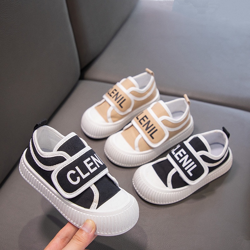 Giày Thể Thao Vải canvas Mũi Tròn Khóa Dán Dễ Thương Cho Bé Gái