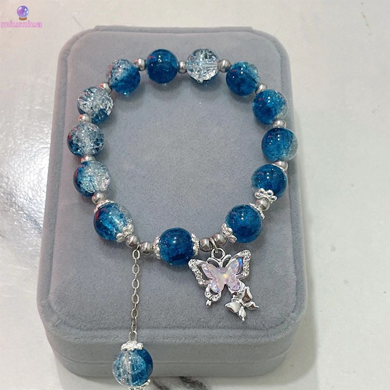 Miu🔮Vòng Tay Chuỗi Hạt Đá opal Nhân Tạo Hình Bướm Thời Trang Cho Chữ Best Friend