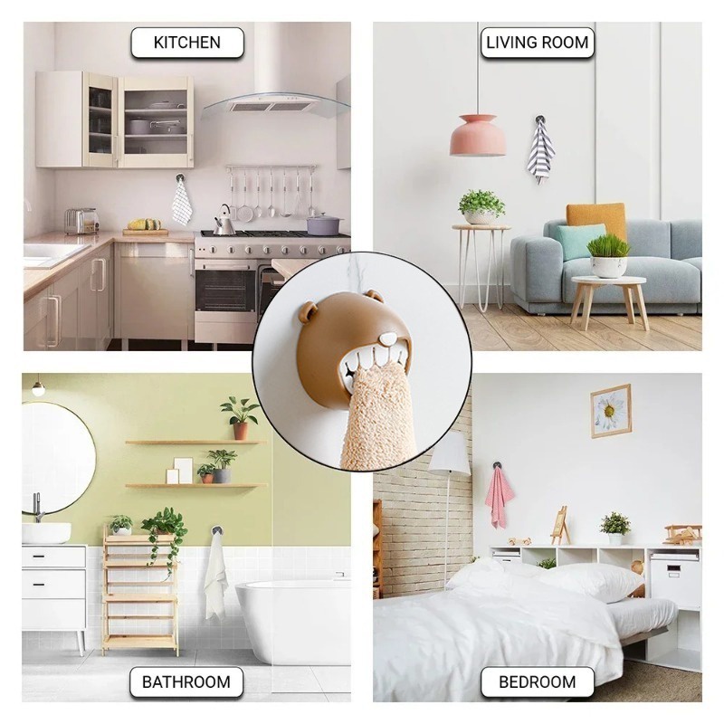 Chất Lượng Cao Giá Kẹp Khăn / Giá Treo Khăn Lau Chén Dĩa / Móc Treo Khăn Tắm Hình Gấu Hoạt Hình Vui Nhộn Tiện Lợi Dành Cho Nhà Bếp / Phòng Tắm