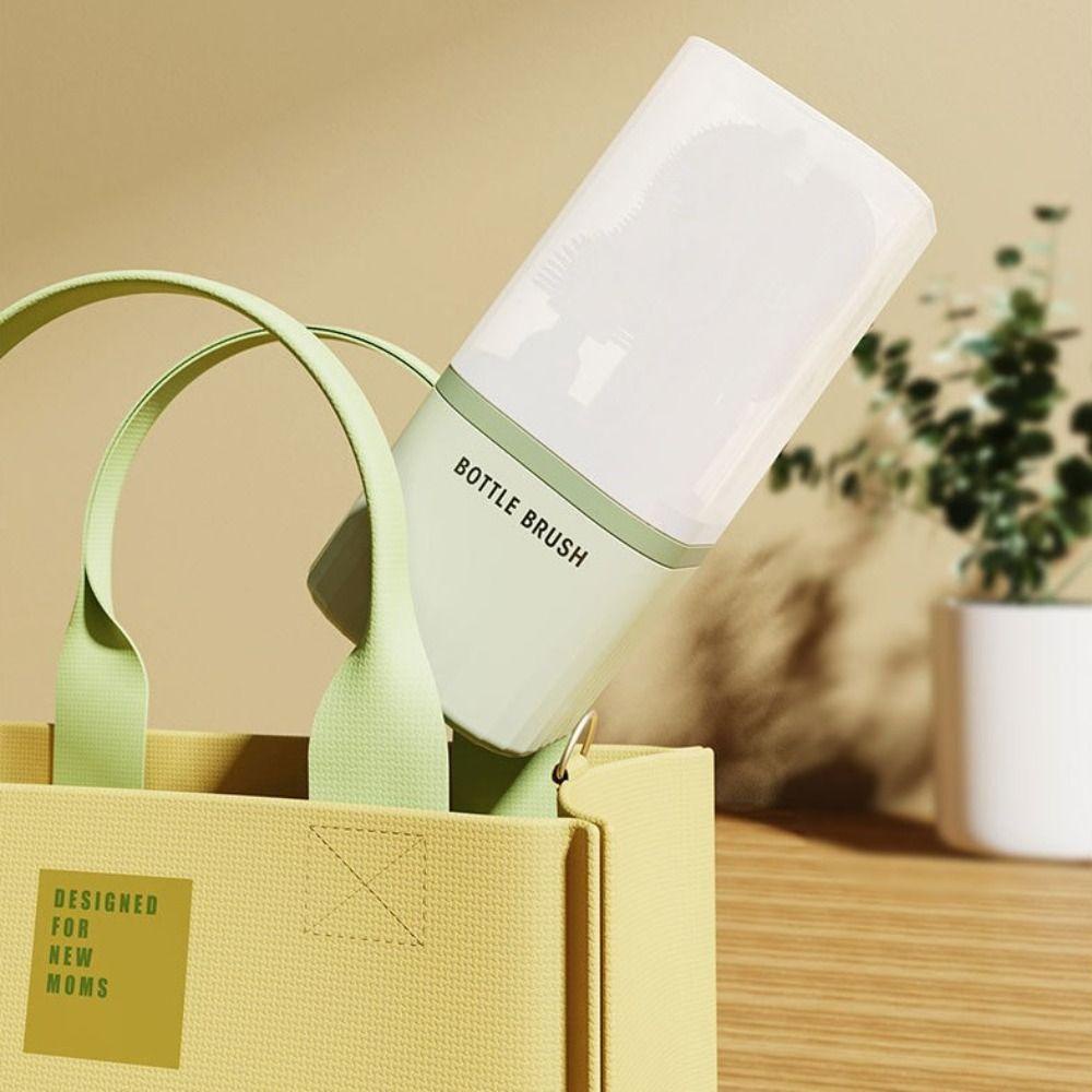 Bộ Cọ silicone Làm Sạch Bình Sữa Em Bé Thiết Kế Tay Cầm Dài Xoay 360 Độ