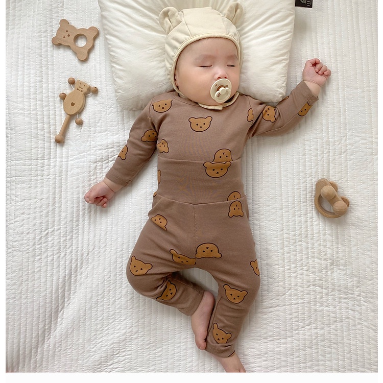 Bộ Đồ Ngủ cotton Tay Dài Dễ Thương Dành Cho Bé Trai Gái 0-3 Tuổi