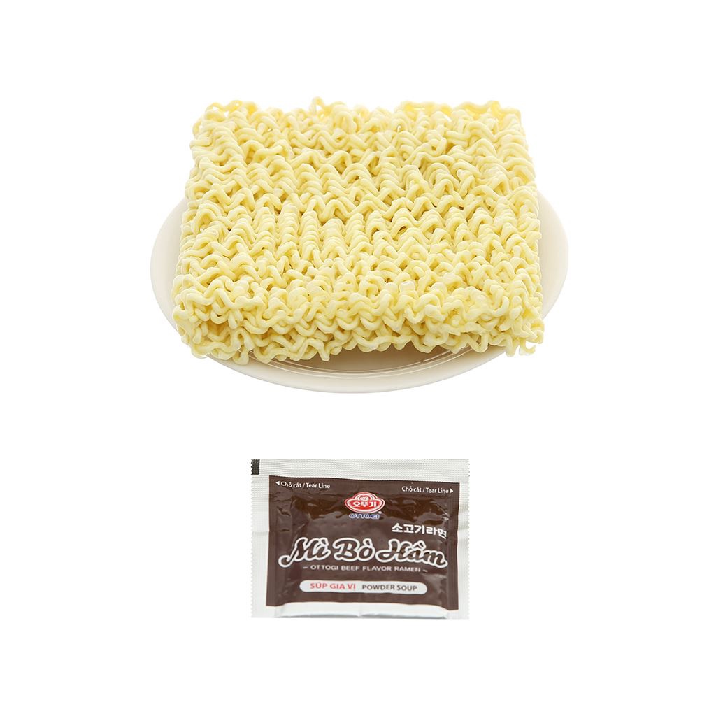 Mì nấu 4 phút OTTOGI bò hầm kim chi siêu ngon, Mì sợi to gói 120g - BHCH