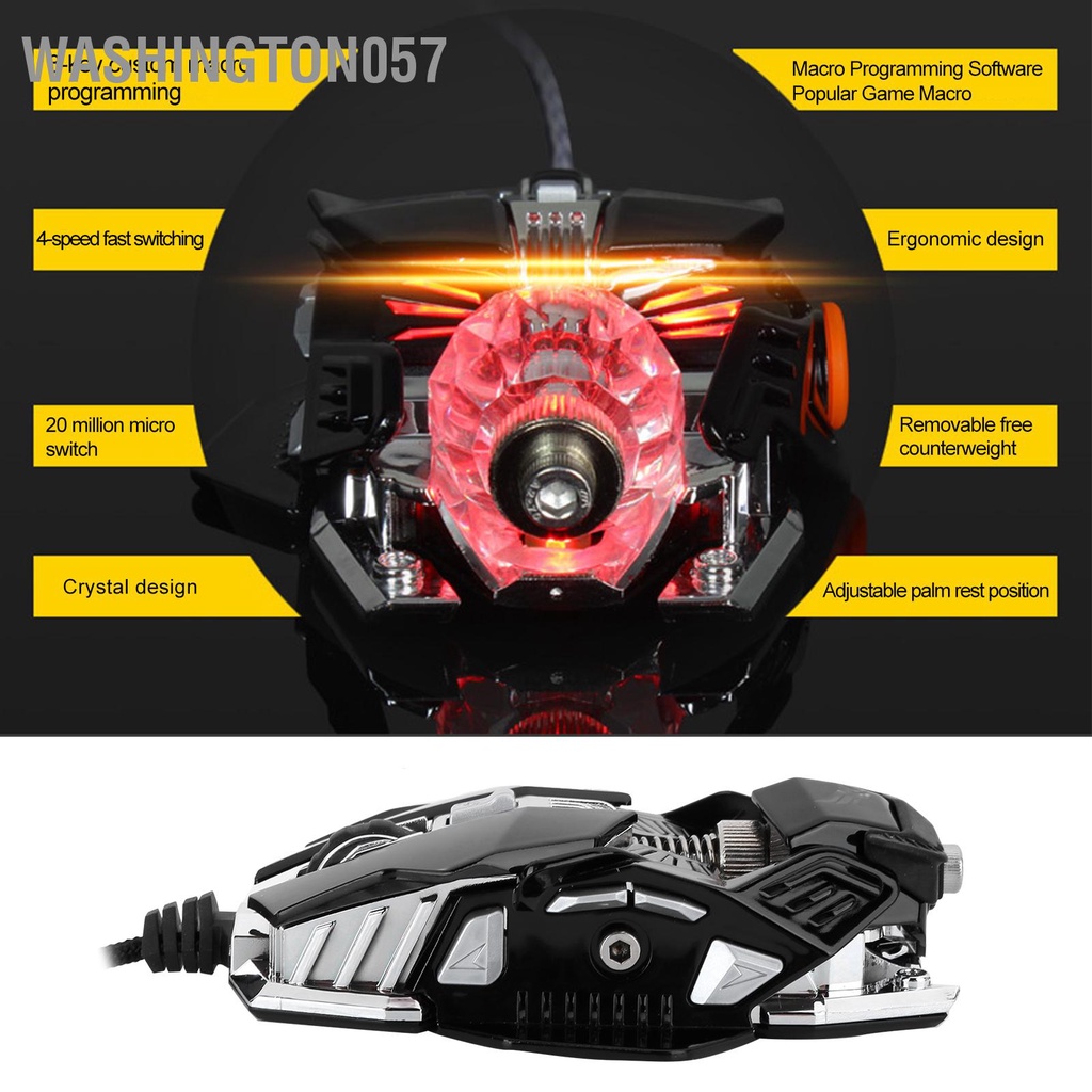 Washington057 Chuột Chơi Game Có Dây USB Cơ Khí Phát Sáng Quả Cầu Pha Lê Tăng Cường Phụ Kiện Máy Tính