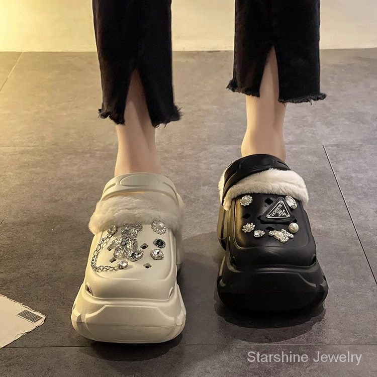 Dép cotton eva Lót Lông Cừu Dày Dặn Ấm Áp Chống Thấm Nước Dễ Thương Dùng Trong Nhà / Ký Túc Xá / Sinh Viên