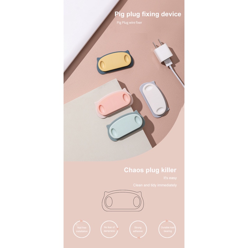 Kẹp Cố Định Dây Cáp Hình Chú Heo Dễ Thương Đơn Giản