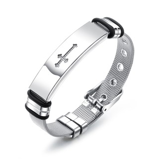 Vòng Tay Thép Titan Phối Lưới Độc Đáo Phong Cách Thể Thao Thời Trang Cho Nam