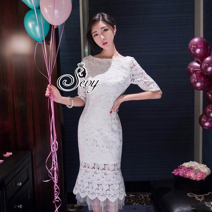 Đầm Midi nửa tay Sevy D & G Blon De La Ren