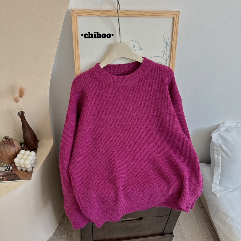 Áo len trơn 23 bảng 4 màu dài tay, áo len cổ tròn  cho nữ