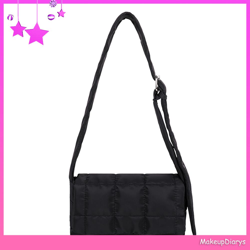 ★ Đồ Trang Điểm Trang Điểm ★ Túi Đeo Chéo Bằng nylon cotton Chần Bông Màu Trơn Sang Trọng Thiết Kế Thương Hiệu Không Gian Mùa Thu Đông Dành Cho Bạn Nữ