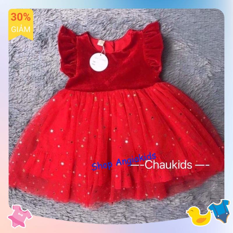 Váy nhung đỏ cho bé gái tại Angiakids