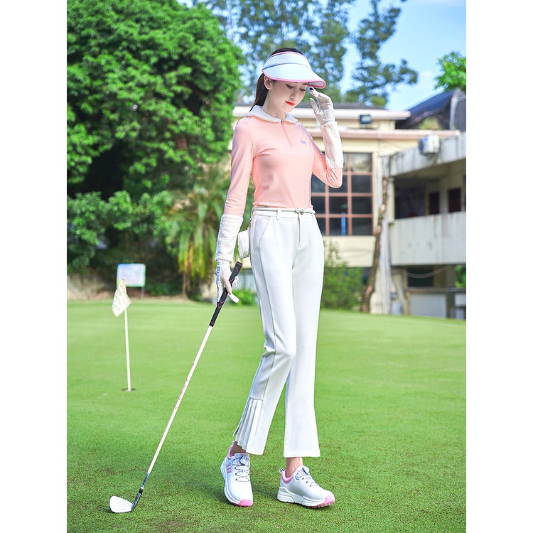 Ttygj Áo Thun Thể Thao Đánh golf Tay Dài Dáng Ôm Cổ Bẻ Vải Lông Cừu Mềm Mại Giữ Ấm Thanh Lịch Cho Nữ