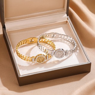 T Vòng Tay Thép Titan Không Gỉ Thiết Kế Chuỗi Xích Hình Tròn Khảm Đá zircon Thời Trang Cá Tính noble