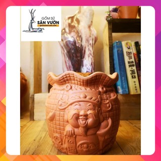 Chậu gốm đất nung kiểu THẦN TÀI (1 cái 15x15cm) - chậu trồng cây, gốm sứ sân vườn Bình Dương