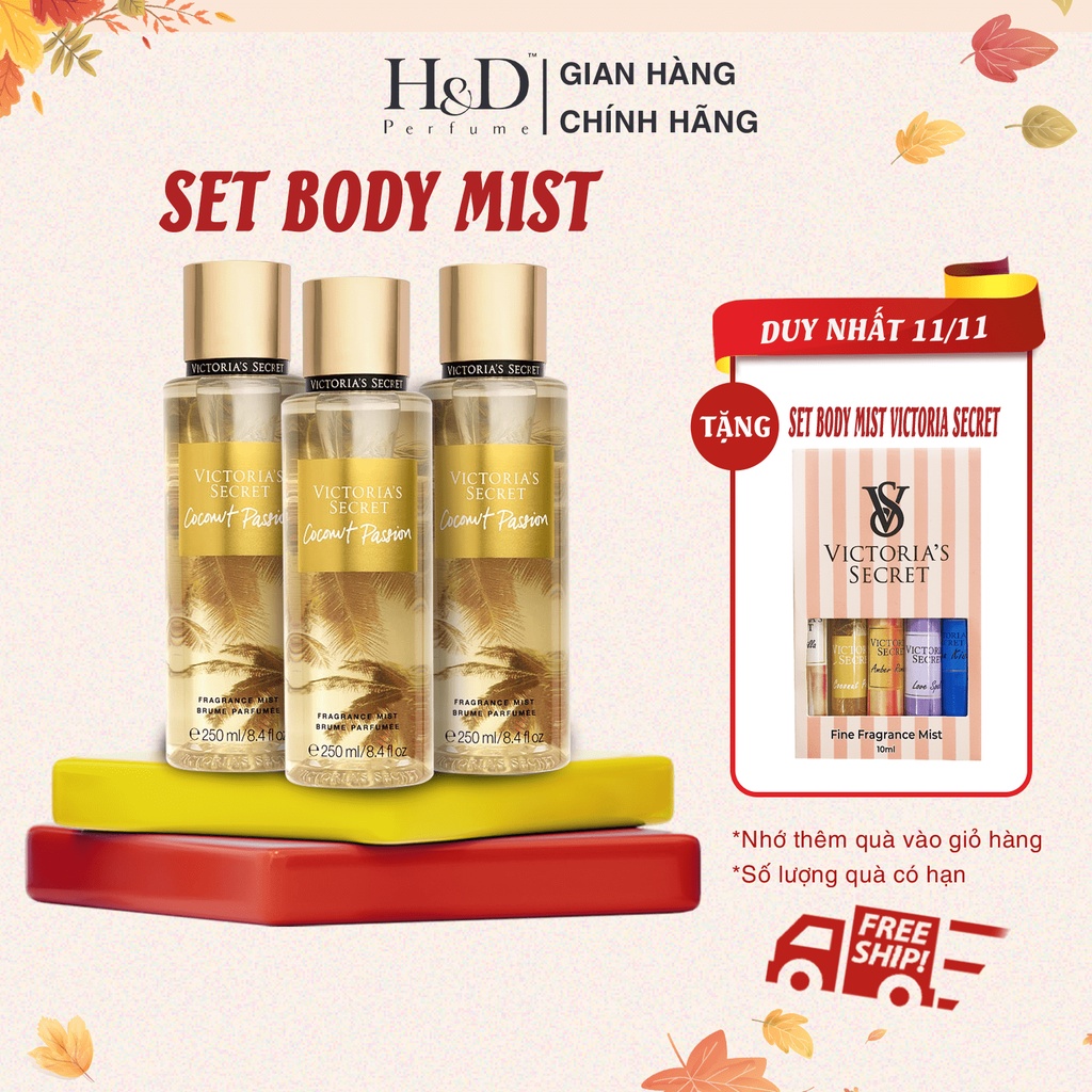 Xịt thơm toàn thân Body mist Victoria's Secret Coconut Passion dịu ngọt 75ml/250ml