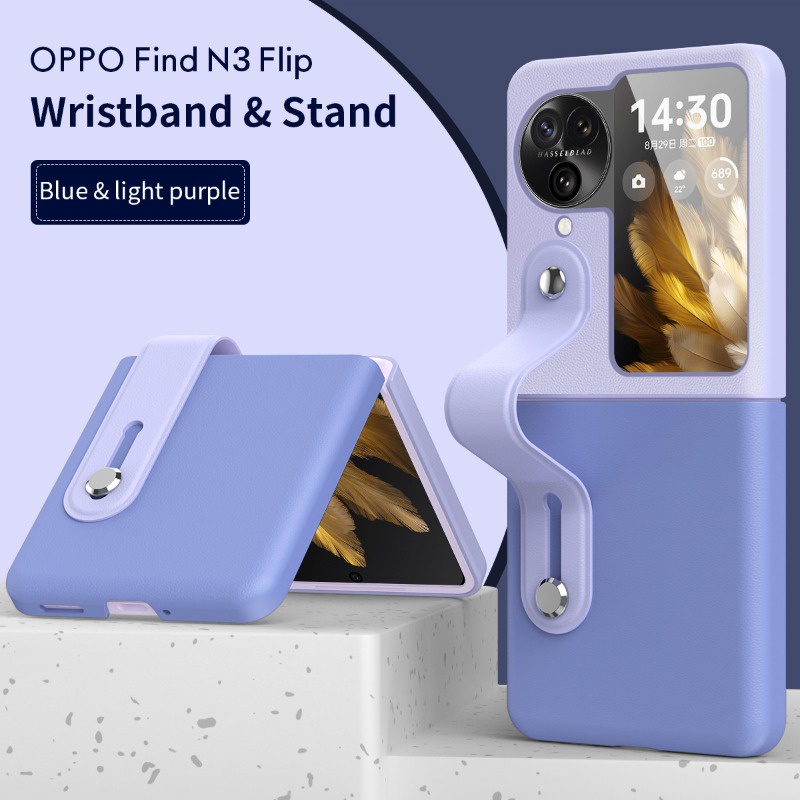 Bao Da Điện Thoại Màu Tương Phản n3 Có Dây Vòng Tay Cho oppo findn2 / n3flip n3flip 5g Ốp