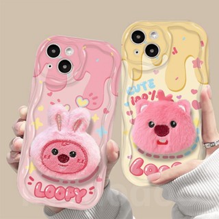 ốp lưng Xiaomi Mi 14T 14 13T 13 12 12X 12S 11 Lite POCO M3 X3 NFC Pro Redmi Note 10 10S 9 9S 8 8A 7 Cute Wavy Cream Edge Fine hole Airbag Shockproof Soft Phone Case Cartoon Rabbit beaver Plush Loopy Stand Back Cover NY 68