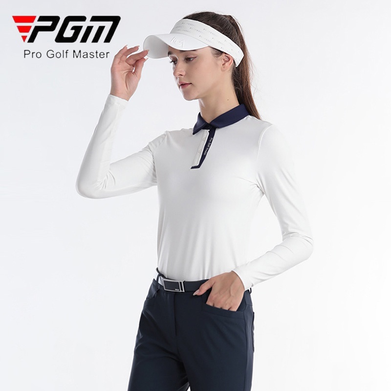 Pgm Áo Thun Tay Dài Cổ Bẻ Dáng Ôm Phong Cách Thể Thao Thời Trang Mùa Thu Cho Nữ