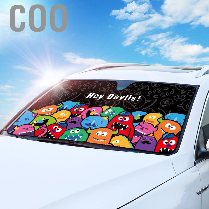 Coo Car Windshield Sun Shade Cartoon Cute Front Window Sunshades Heat Insulation Visor Cover Small Size