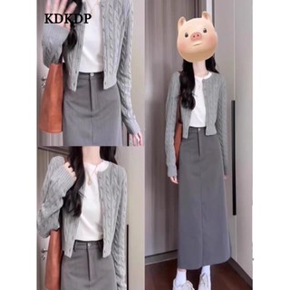 Kdkdp Set Áo Khoác cardigan Và Chân Váy Dệt Kim Mềm Mại Thời Trang Mùa Thu 2023