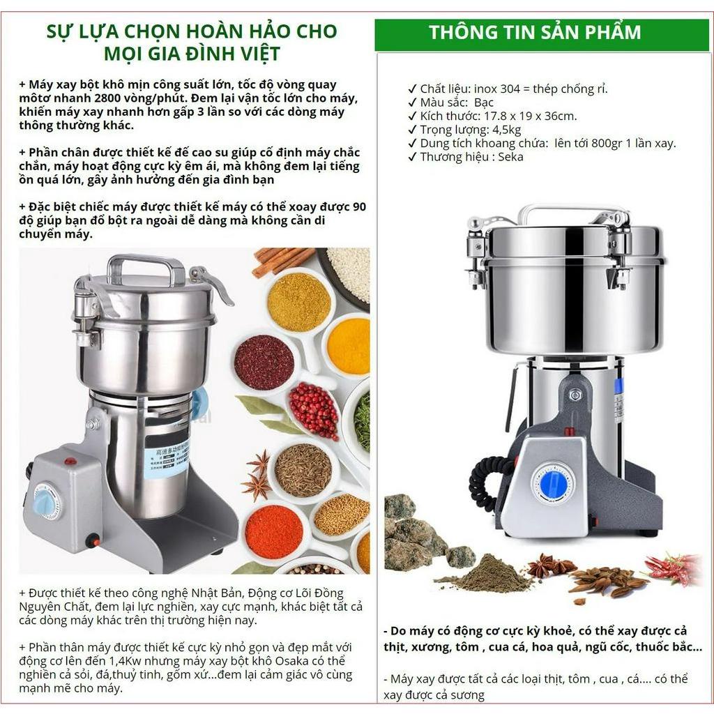 Máy Nghiền Đa Năng SEKA Bột Siêu Mịn Siêu Khỏe, Máy Xay Bột Khô Chính Hãng Công Suất 1400W, Dung Tích 1200ml