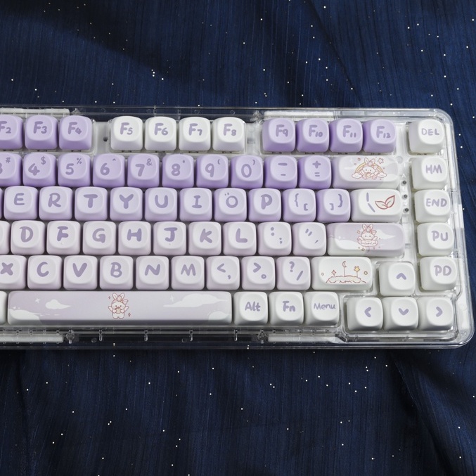 Gradient Purple Rabbit Keycaps MOA Profile Bộ 142 Nút Bàn Phím Cơ Màu Tím gradient Hình Thỏ Dễ Thương Dành Cho Nữ