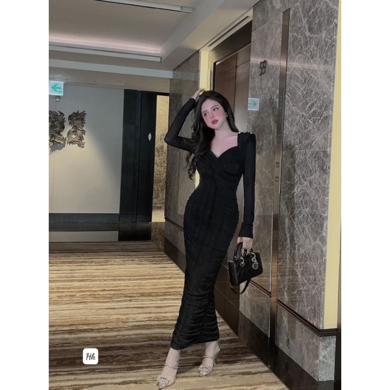 Váy body rúm dáng dài cực sang chảnh