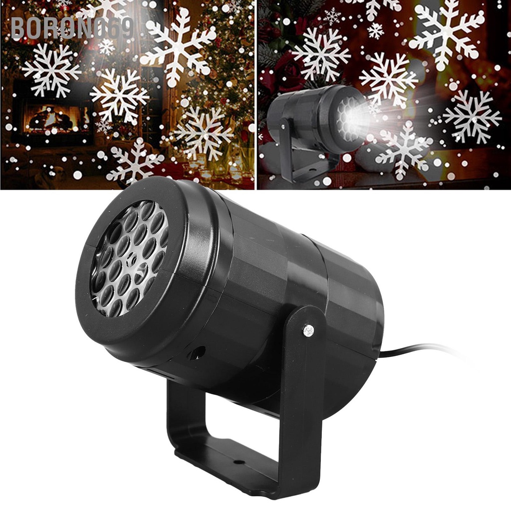 Boron069 Giáng Sinh Bông Tuyết Đèn Máy Chiếu Xoay LED Độ Sáng Cao Màu Sắc Rõ Nét Hình Ảnh Rơi Trang Trí Trong Nhà