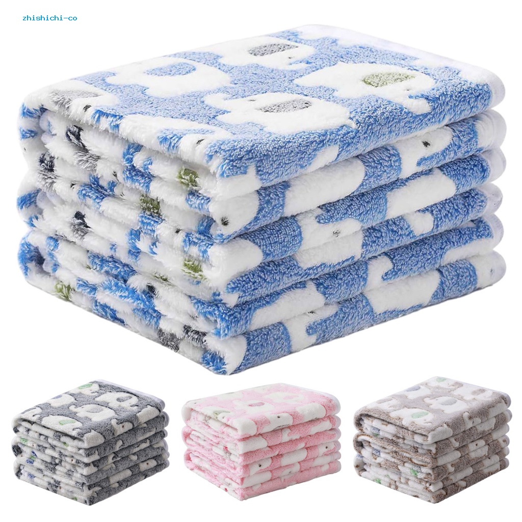 Zs * Chăn Nhung San Hô Siêu Mềm Họa Tiết Voi Hoạt Hình Ấm Áp Có Thể Giặt Rửa Cho Thú Cưng Chó Mèo