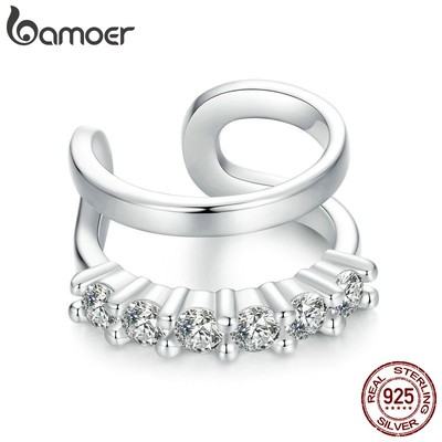 BAMOER 1 Đôi Bông Tai Bạc 925 Một Mảnh Thời Trang Dành Cho Nữ