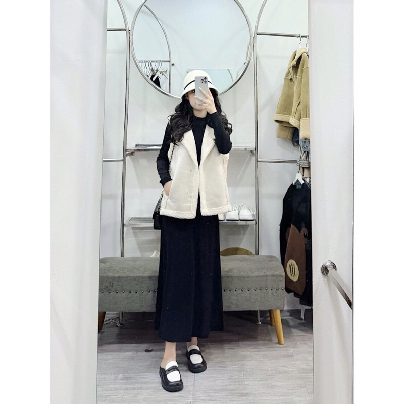 Áo gile da lộn lông