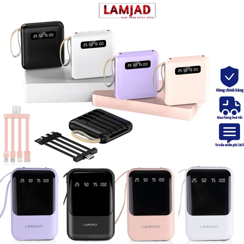 Pin Sạc Dự Phòng Mini 20000mAh LAMJAD Với 4 Cổng Ra Micro USB / Type-C Tiện Dụng