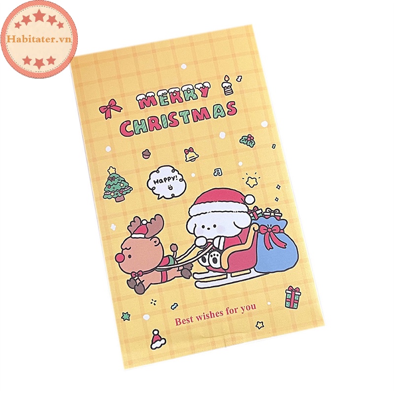 Set 10 Túi Giấy Đựng Kẹo / Bánh Quy Họa Tiết Giáng Sinh Dễ Thương diy vn