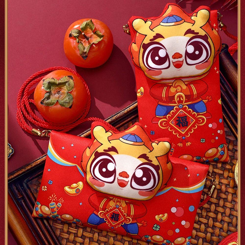 Btlimer Bao Lì Xì Đỏ Rồng cny Hoạt Hình Có Dây Đeo Vai Lễ Hội Mùa Xuân Trung Hoa Bằng Vải