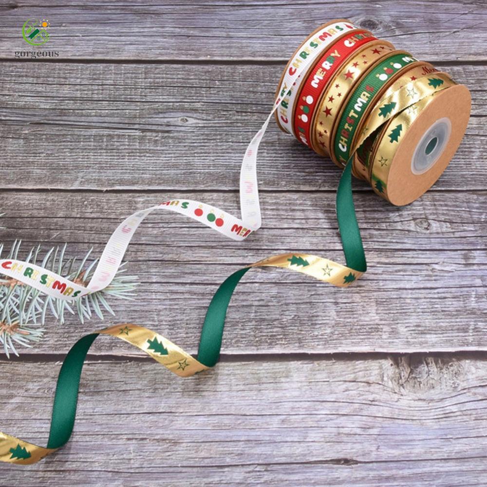 GORGEOUS~Green and White Silk Satin Ribbon for DIY Christmas For Gifts 10 Yards