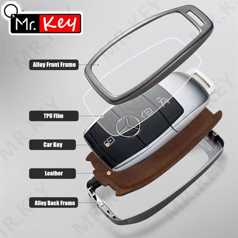 Vỏ Da Hợp Kim Nhôm Bảo Vệ Chìa Khóa Xe Hơi mercedes benz a b c e s g class w204 w205 w212 w213 w176 w177 glc cla amg