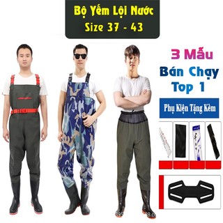 Bộ quần áo lội nước cao su, ủng lội nước, yếm lội nước