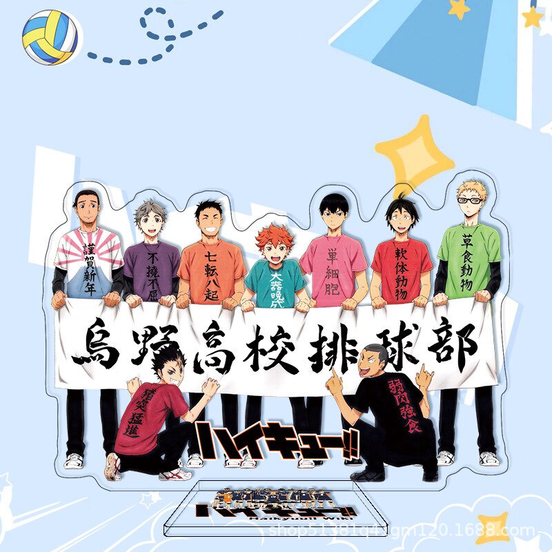 Mô hình Standee Anime Haikyuu!! Volleyball Boys Hinata Shoyo Kageyama Tobio in hình nhân vật 2 mặt rõ nét decor để bàn